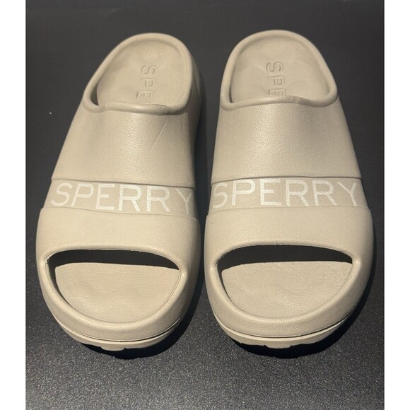 Sperry Float LOGO Slide Beige Sandals M’s 8/ W’s 10 New No Box - Picture 1 of 5